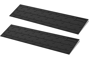 BESEA 1" inch Threshold Ramp Rubber Wheelchair Ramp, No-Slip Surface 2500 Lbs Load Capacity for Home Doorways Driveways Curb(2PACK)