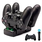 PS4/PS3 Controller Charger, BRHE Playstation 4/PS4 Pro/PS4 Slim/PS3/PS3 Move Controller Charger Charging Docking Station Stand USB Fast Charging Station for Sony PS4/PS3 Controller--Black