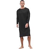 HEAVYWOOD Mens Nightshirt Pajamas Long Sleeve Nightgown Sleepwear Big&Tall Sleep Shirts