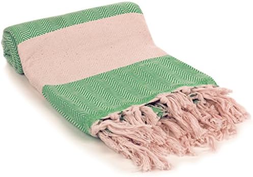 Premium Turkish Peshtemal 100% Cotton; Fouta Towel that is Absorbent, Quick Drying, Ultra Soft, and is a Multi use Blanket (Mint Green)