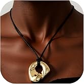 Decixde Chunky Gold Necklace for Women Irregular Geometric Pendant Necklace Boho Statement Necklaces Jewelry Cowboy Chic Style Cowgirl Outfit