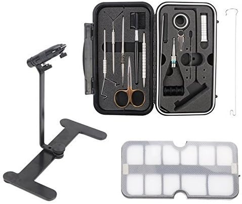 Maxcatch Rotary Fly Tying Vise Alloy Travel Vise with Base,Fishing Tool Set Traveler Fly Fishing Tackle Kit
