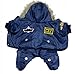 Pineocus Small Dog Apparel Airman Fleece Winter Coat Snowsuit Hooded Jumpsuit Waterproof Coat(for Dog Like Poodle, Pinscher, Shih tzu,Chihuahua, Size Runs Small One to Two Size Than US Size) Blue XL