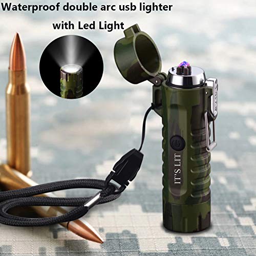 Roman Ventures Double Plasma Lighter with Built in LED Flashlight- Electric Double Arc Splash Proof Lighter- Windproof Electric Lighter- Rechargeable- Gift Box & One Year Warranty Card - Thumbnail 4