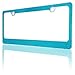 BLVD-LPF OBEY YOUR LUXURY Popular Bling 7 Row Blue Color Crystal Metal Chrome License Plate Frame with Crystal Screw Caps - 1 Frame