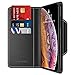 Maxboost Wallet Case Designed for Apple iPhone Xs (2018)/ iPhone X (2017) [Black] [Folio Style] [Stand Feature] Credit Card Leather Flip Case Magnetic Closure for iPhone Xs & iPhone X