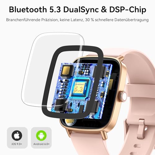 Women's Smartwatch, 1.85 Inch Smart Watch with Phone Function, Fitness Watch with Heart Rate Monitor, Sleep Monitor, SpO2, 110 Sports Modes, Fitness Tracker, IP68 Waterproof Pedometer, Sports Watch for Samsung/iOS/Android