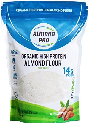 Almond Pro Organic High Protein Almond Flour (Pack of 1), Low Fat, Kosher, Gluten Free.
