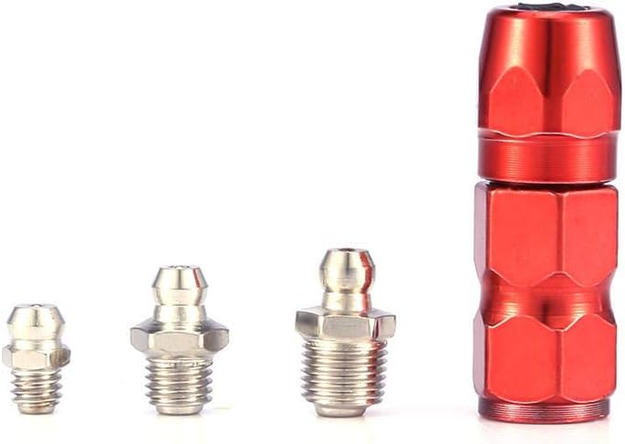 Metal Grease Nipple Fittings Assortment with Grease Gun Flat Mouth Mechanical Lubrication Part Replacement, Air Tools