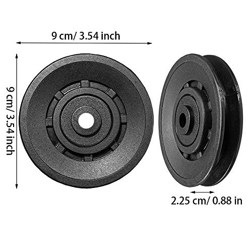 Stahl-Seilrolle-U-Nut-Riemenscheibe-Nylon-Kugellager-Schwarz-Riemenscheibe-Fitness-Kunststoff-Riemenscheibe-Lager-Riemenscheibe-Rad-Riemenscheibe-Kugellager-O90mm-Fuer-Gym-Fitnessgeraete-Ersatzteil-2P