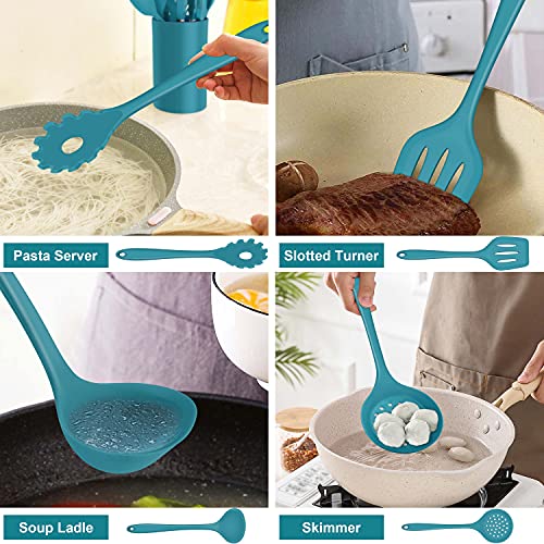 Homikit 42 Pieces Navy Blue Kitchen Cooking Utensils Set with Holder