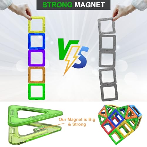 Desire Deluxe Magnetic Building Blocks Toy - Magnetic Educational Stem Blocks for Kids, Montessori Sensory Creative Learning for Babies and Toddlers 3+ Years Old - 94 Pieces