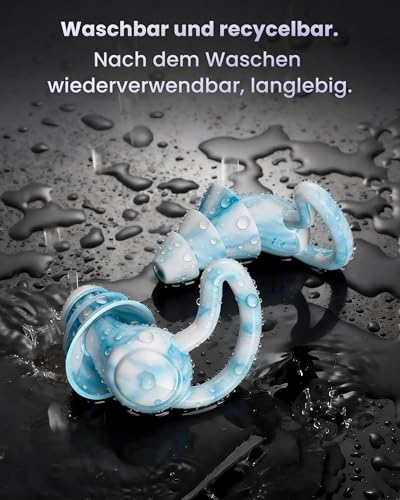 Ear Plugs for Sleeping 2 Pairs Silicone Ear Protection Ear Plugs Reusable Ear Plugs 32 dB for Noise Reduction, Side Sleepers, Snoring, Travel, Work, with Aluminium Container