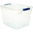 Rubbermaid Clever Store Latching Storage Tote Container, Clear, 30-Qt (FG3Q2500CLMCB)