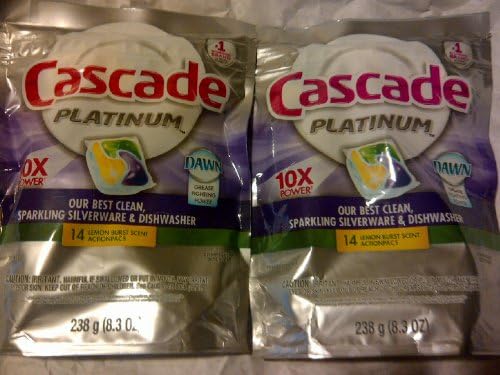 Cascade Platinum Actionpacs Lemon Burst Scent Dishwasher Detergent 14 Count (2)