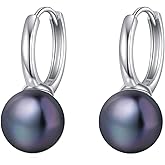 S925 Sterling Silver Freshwater Pearl/Larimar/Moonstone/Labradorite/Turquoise/Amber/Black Onyx/Lapis Lazuli Earrings for Women Pearl Drop Earrings