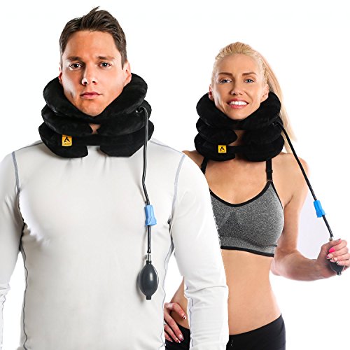 Agon Cervical Neck Brace Traction Support Device for Neck Back Head & Shoulder Pain Inflatable Neck Pillow with Adjustable Size Bigger Pump Extended Strap
