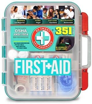 First Aid Kit Hard Teal Case 326 Pieces Exceeds OSHA and ANSI Guidelines SCS