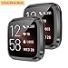 Cuteey 2 Pack Screen Protector Case Compatible with Fitbit Versa 2, Soft TPU Plated Cover Scratch Proof Full Protective Bumper Shell for Versa 2 Smartwatch Accessories (Black+Black)