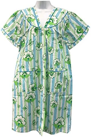 Open Front Snap Down Women Gown - House Duster - Nightgown