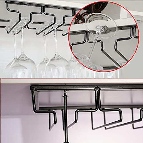 Wine Glass Rack Under Shelf Wine Glass Holder Black 2 Pack 3