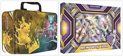 Pokemon Trading Card Game Shining Legends Collectors Chest Tin and Mewtwo EX Collection Box Bundle, 1 of Each