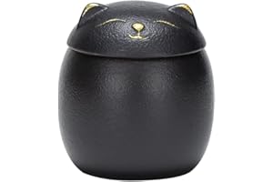 Angoily Ceramic Jar 160ml Food Storage Container Japanese Lucky Cat Maneki Canister Tea Jar With Lid for Coffee Candy Chocola