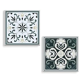 2 Piece Canvas Wall Art for Living Room Bedroom Home Artwork Ethnic Style Pattern Paintings Ready to Hang - 12"x12" x 2 Panels