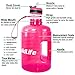 QuiFit Motivational Gallon Water Bottle - with Straw & Time Marker BPA Free Large Reusable Sport Water Jug with Handle for Fitness Outdoor Enthusiasts Leak-Proof(Hot pink,1 gallon)
