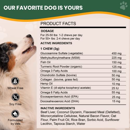 Vet Naturals Hemp & Hips Dog Joint Supplement Large Breed Senior