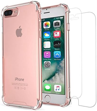 iPhone 7 Plus Case [Ultra Slim Fit] + 2 Tempered Glass Screen Protectors - Clear, Anti-Scratch Back Cover [Shock Absorbent] - Offers Full Body Cover Protection for iPhone 7 Plus(5.5 Inch) By IDStore