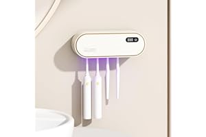 Modern UV Toothbrush Sanitizer for Family of 4 | Wall Mount, Fan Dry, USB Power, Tool-Free Install