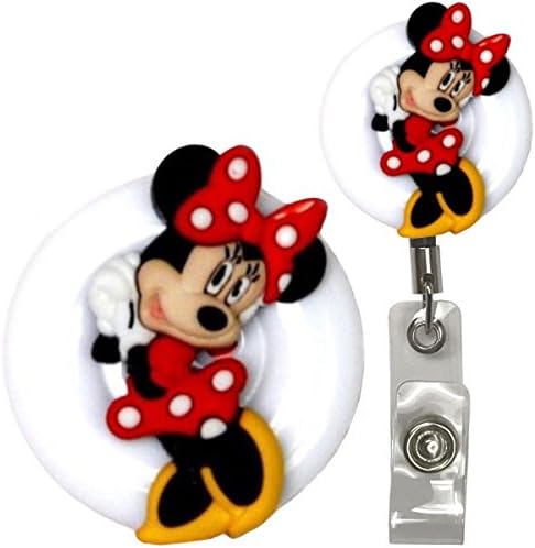 Mickey Mouse Minnie Mouse Disney Real Charming Premium Decorative ID Badge Holder (Minnie (R) Belt Clip HD)