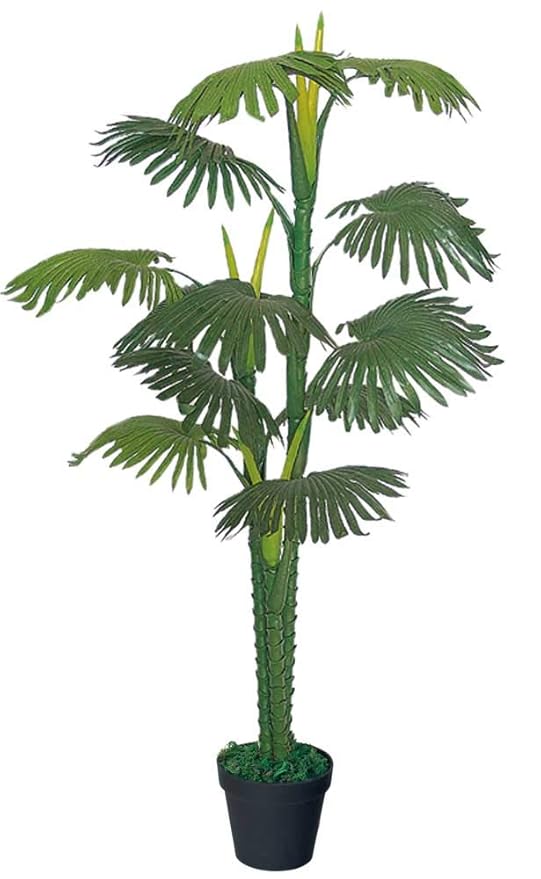 GIANTEX Palma Artificiale 110 Cm Con Vaso, Pianta Finta In Poliestere, Albero Decorativo Per Interni, Soggiorno, Ufficio - 5