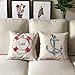 ULOVE LOVE YOURSELF Coastal Beach Throw Pillow Covers with Navigation Sailling Pattern Anchor-Lighthouse- Rudder-Life Buoy Nautical Cushion Covers Home Famaily Decorative Pillowcases 18”×18”,4Pack
