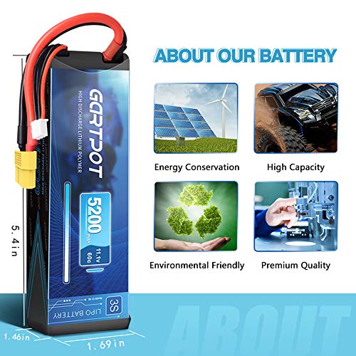 GARTPOT 5200 mAh 3S 11,1V 60C LiPo RC Batterie Hard Case mit XT60 Stecker für RC Truck RC Truggy Autos Buggy RC Hobby (2… – Bild 5