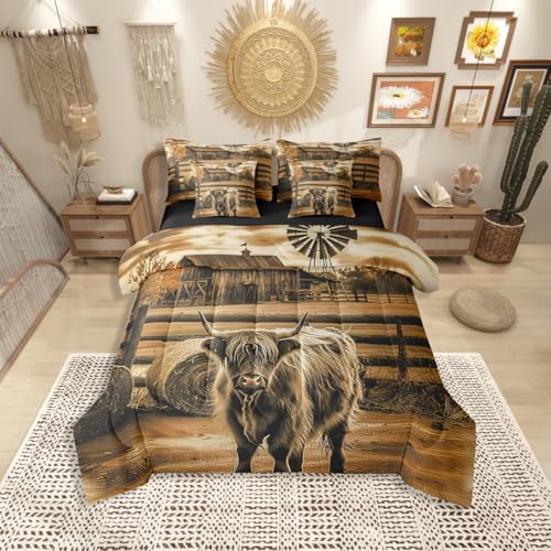 Erosebridal Highland Cow Full Comforter Set