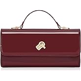Huralona Women Metallic PU Leather Evening Clutch Purse Square Box Handbag Crossbody Shoulder Bag with Twist Lock Closure