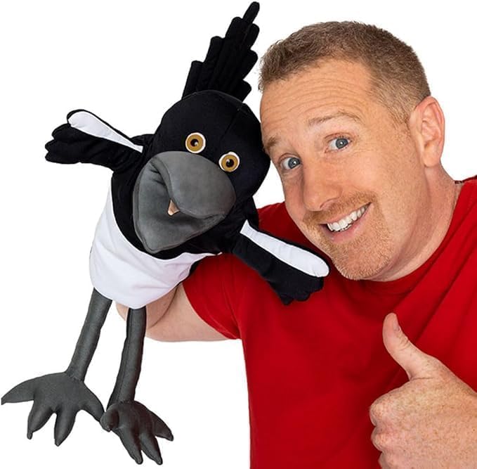Steve and Maggie Soft Plush Toy, Magpie Plush Toy, Educational Crow Bird Hand Puppet, Interactive and Imaginative Activities for Kids, Large Stuffed Animal Bird Toys for Kids