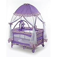 Big Oshi Portable Playard Deluxe Bundle - Nursery Center With Canopy Net Topper - Medium Size - Lightweight, Compact Design, Includes Carry Bag - Perfect for Indoor or Outdoor Backyard Use, Purple