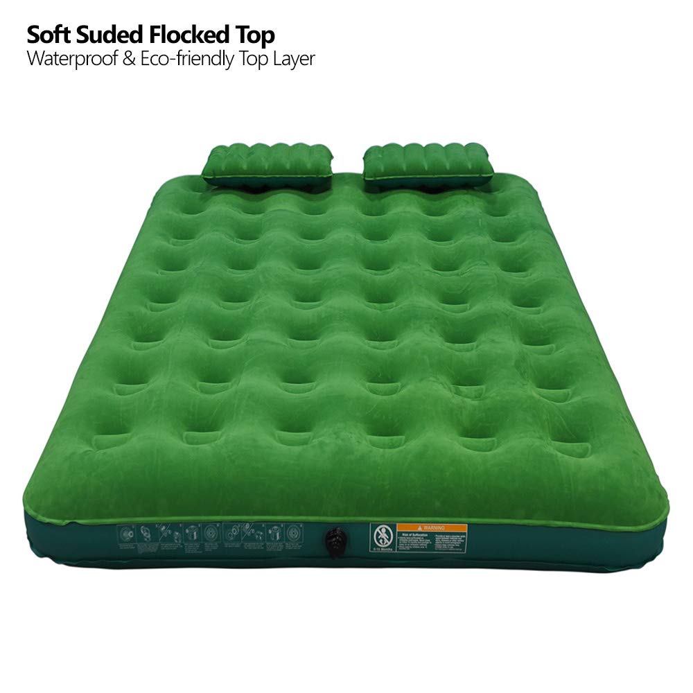 Simpli Comfy Inflatable Air Mattress Portable Air Bed and 2 Inflatable Pillows with Portable Battery Pump (Queen)