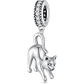 Playful Cat Charms 925 Sterling Silver Cute Pet Pendant Fits Pandora Bracelet Necklace for Women