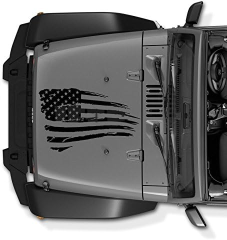 Decal for Jeep Wrangler Decal Tattered Distressed USA American Flag USA Made + Free Decal