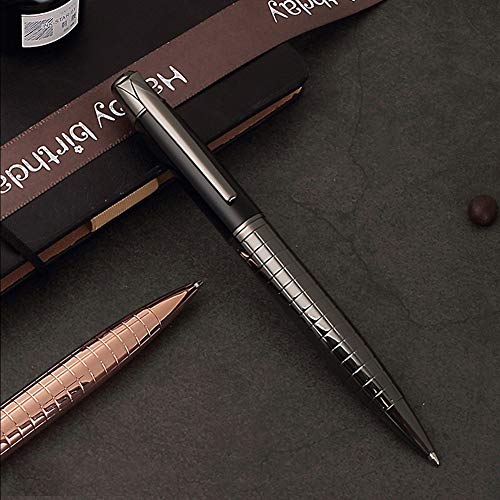 Bolígrafo Giratorio de Metal, Bolígrafos Ejecutivos, Bolígrafo de Acero Inoxidable de 1,0 Mm de Punta Media para Estudiantes de Oficina, Profesores, Negocios (Negro)