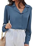 Long Sleeve Blouses for Women Button Down Shirt V