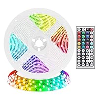 RGB LED Strip Lights Rilitor 5050 32.8ft LED Strips Color Changing 300led Lighting Strip with 12V Power Supply & 44K RF Remote LED Tape Lights for Room Bedroom Home Kitchen Cabinet Party Decoration