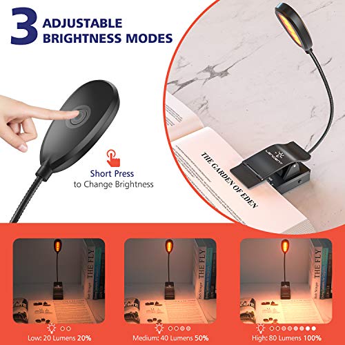 Book Light, ClipOn Amber Book Light, Blue Light Blocking , LENCENT