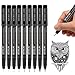BOXUN Professional Black Fineliner Pens, Ink Drawing Pens - Set of 9 Waterproof Micro-line Pen for Manga, Outline, Illustration, Drafting, Sketching, Hand Lettering