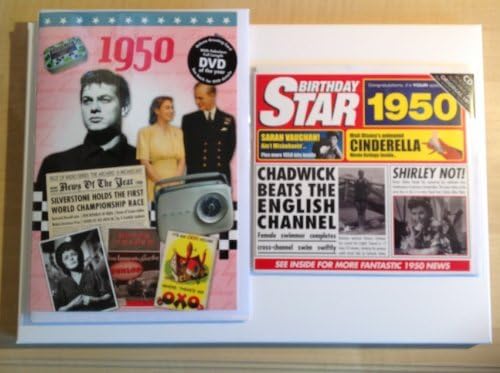 1950 Birthday Gifts Set - 1950 DVD Film , 1950 Chart Hits CD and 1950 Birthday Card