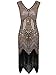 Vijiv Women 1920s Gastby Sequin Art Nouveau Embellished Fringed Cocktail Dresses Glam Gold X-Large